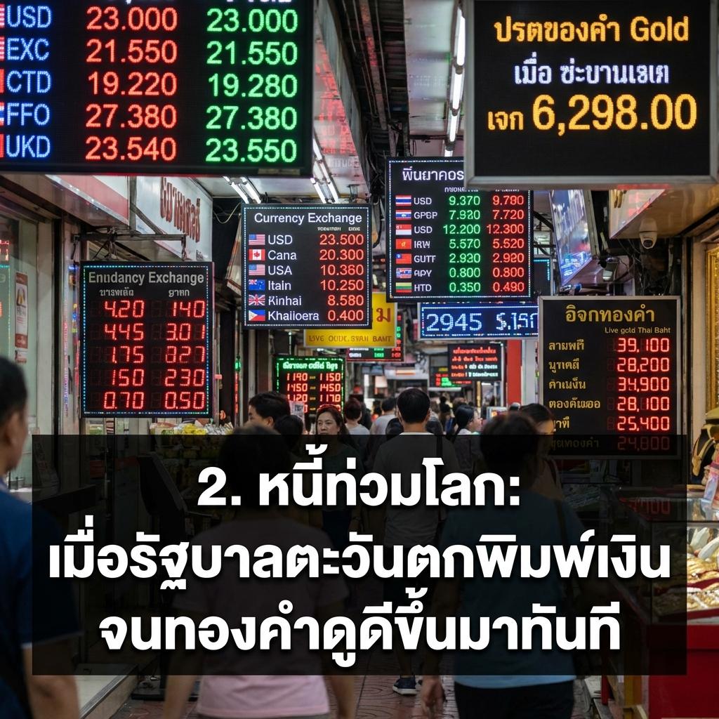 2. หนี้ท่วมโลก: เมื่อรัฐบาลตะวันตกพิมพ์เงินจนทองคำดูดีขึ้นมาทันที