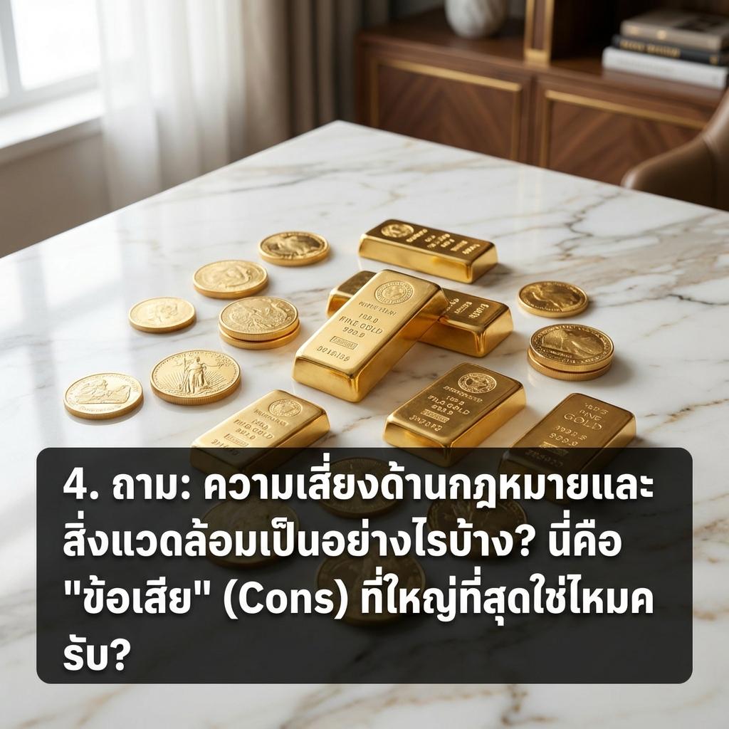 4. ถาม: ความเสี่ยงด้านกฎหมายและสิ่งแวดล้อมเป็นอย่างไรบ้าง? นี่คือ "ข้อเสีย" (Cons) ที่ใหญ่ที่สุดใช่ไหมครับ?